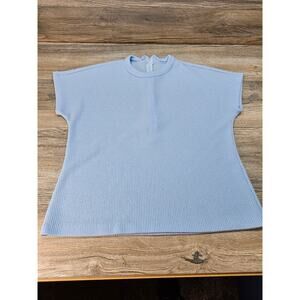 Pykettes Women's Blue Short Sleeve Blouse Wool Rayon Blend